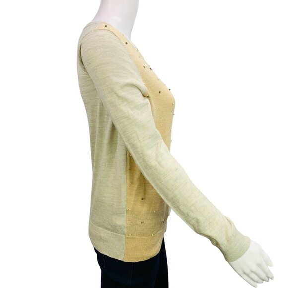 Ann Taylor LOFT Womens Wool Blend Sweater Gem Pearl Embellished Size M - Picture 6 of 12